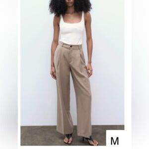 Zara flowy pleated pants in brown